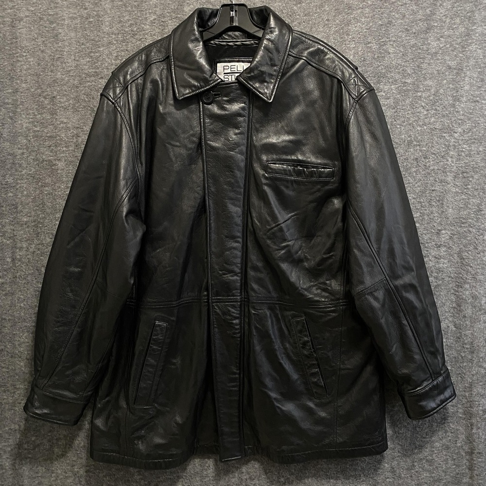 Pelle Studio Wilsons‎ Leather Jacket Mens XL Black Thinsulate Insulation Coat